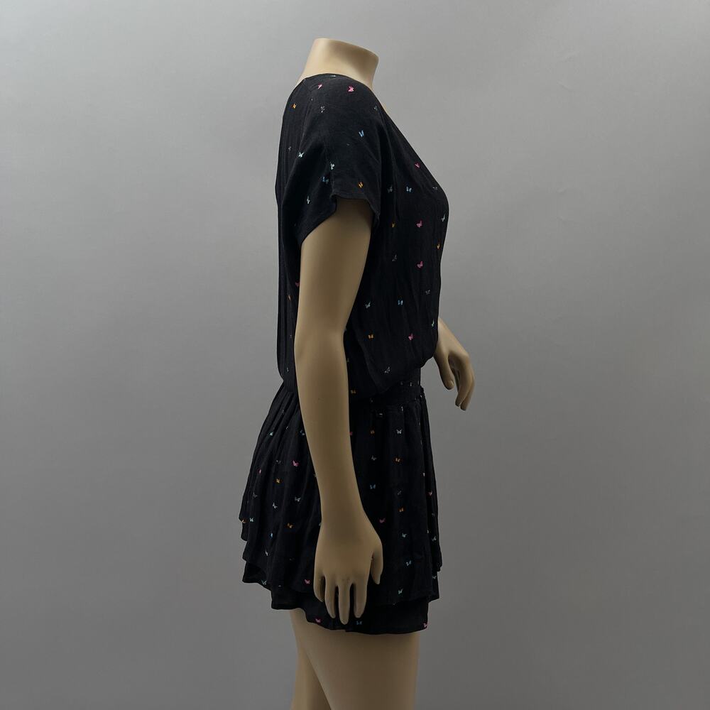 Rails Dress Women S Black Lucca Rainbow Butterfly Print Mini Ruffle Casual NWT - Picture 7 of 11